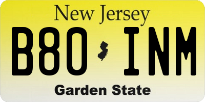 NJ license plate B80INM