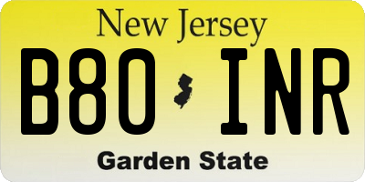 NJ license plate B80INR