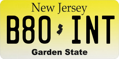 NJ license plate B80INT