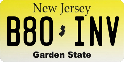 NJ license plate B80INV