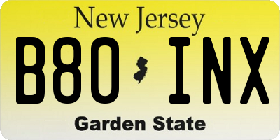 NJ license plate B80INX