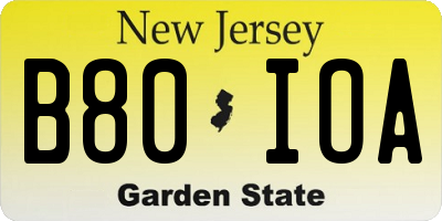 NJ license plate B80IOA