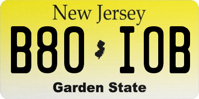 NJ license plate B80IOB