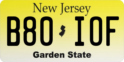 NJ license plate B80IOF