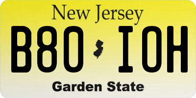 NJ license plate B80IOH