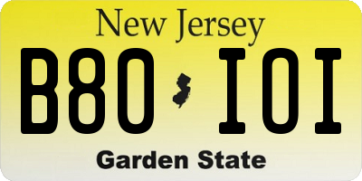NJ license plate B80IOI