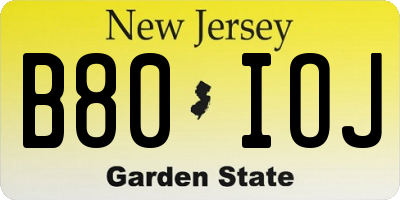 NJ license plate B80IOJ