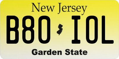 NJ license plate B80IOL