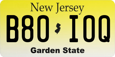 NJ license plate B80IOQ