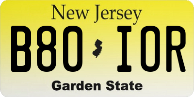 NJ license plate B80IOR