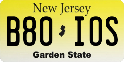 NJ license plate B80IOS