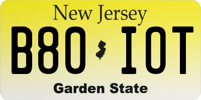 NJ license plate B80IOT