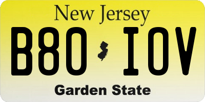 NJ license plate B80IOV