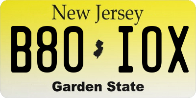 NJ license plate B80IOX