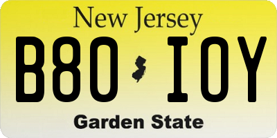 NJ license plate B80IOY