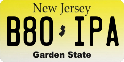 NJ license plate B80IPA