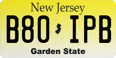 NJ license plate B80IPB