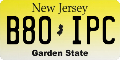 NJ license plate B80IPC