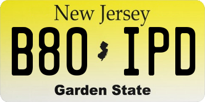 NJ license plate B80IPD