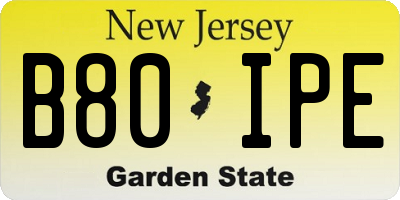 NJ license plate B80IPE