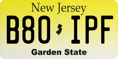 NJ license plate B80IPF