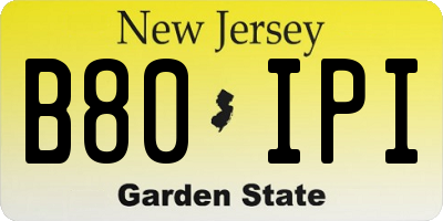 NJ license plate B80IPI