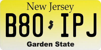 NJ license plate B80IPJ