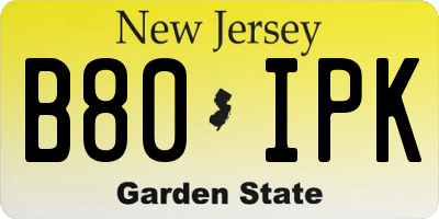 NJ license plate B80IPK