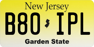 NJ license plate B80IPL