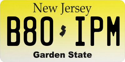 NJ license plate B80IPM