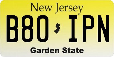 NJ license plate B80IPN