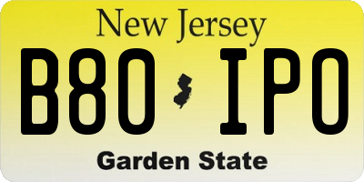 NJ license plate B80IPO