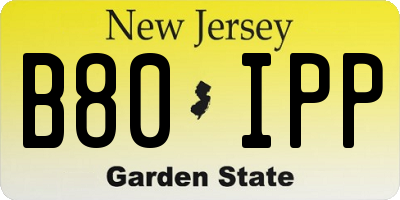 NJ license plate B80IPP