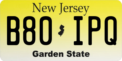 NJ license plate B80IPQ