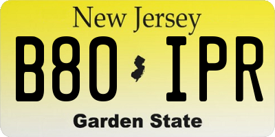 NJ license plate B80IPR