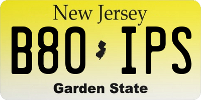 NJ license plate B80IPS