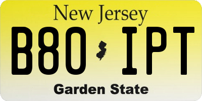 NJ license plate B80IPT