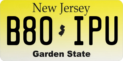 NJ license plate B80IPU