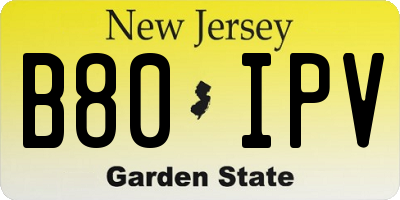 NJ license plate B80IPV