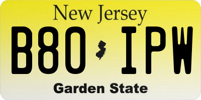 NJ license plate B80IPW