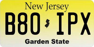 NJ license plate B80IPX