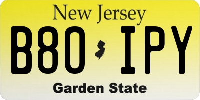 NJ license plate B80IPY