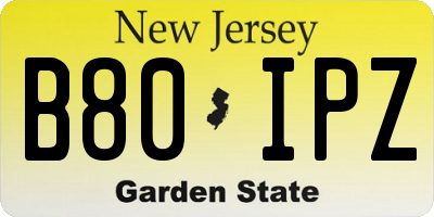 NJ license plate B80IPZ