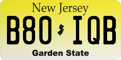 NJ license plate B80IQB