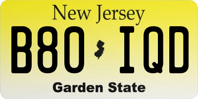 NJ license plate B80IQD