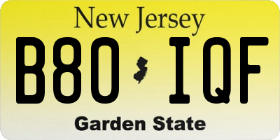 NJ license plate B80IQF