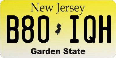 NJ license plate B80IQH