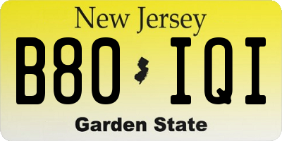 NJ license plate B80IQI