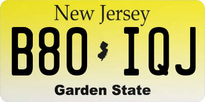 NJ license plate B80IQJ