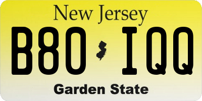 NJ license plate B80IQQ